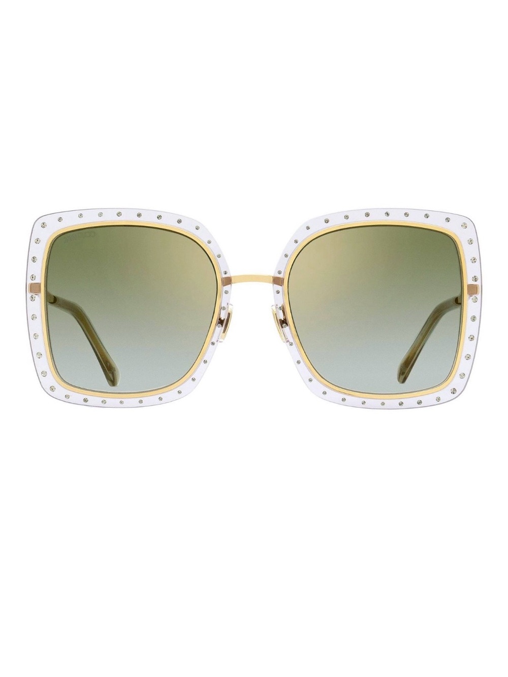 Jimmy Choo White & Gold Square Sunglasses with Green Gradient Lenses